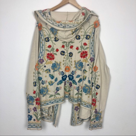 Johnny Was Biya Embroidered Hood Wrap Sweater - Picture 2 of 5